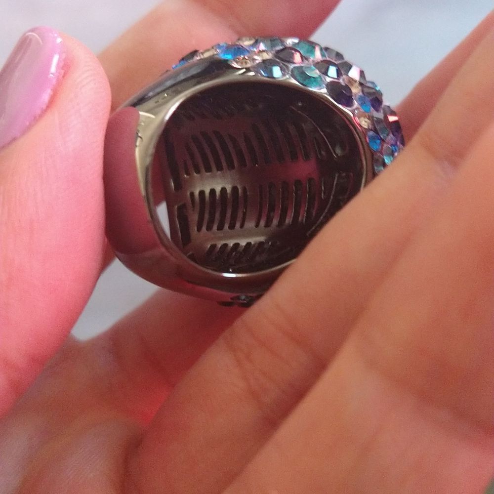 Blue Crystal Dome Cocktail Ring - Picture 7 of 7